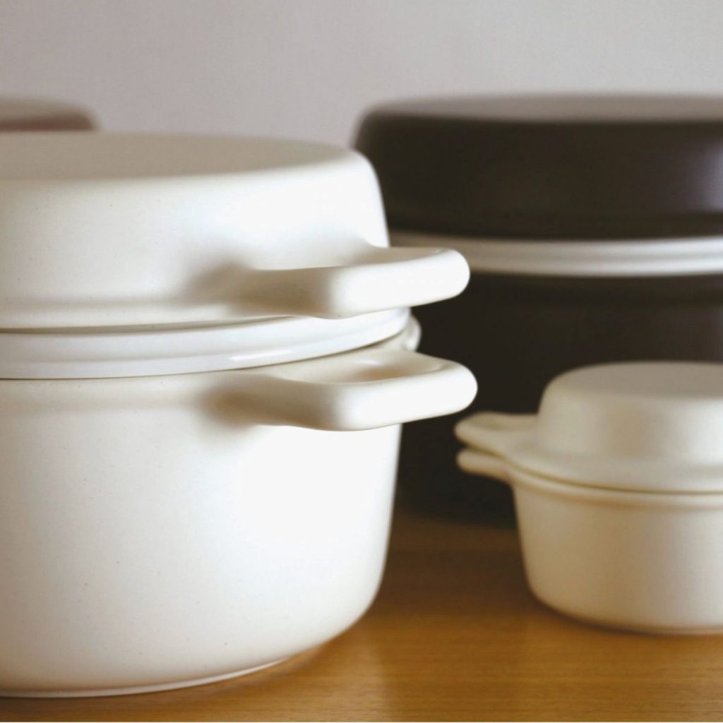 Steinguttopf, Santoku, Kamoshika in Weiß