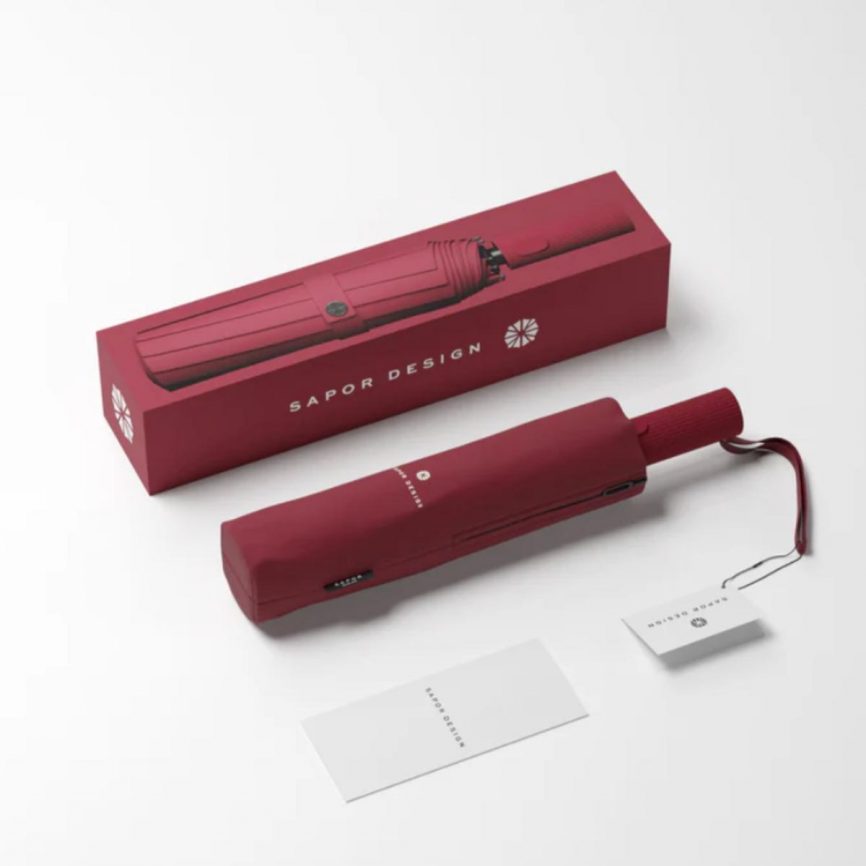 Taschenschirm in zeitlosem Design von Sapor Design in rot